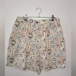 Stampede Vintage Highwaisted Abstract Patterned Shorts Size 16 Made In U.S.A.